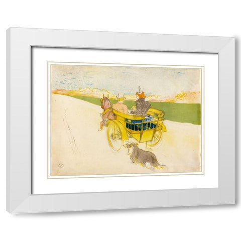 Country Outing White Modern Wood Framed Art Print with Double Matting by Toulouse-Lautrec, Henri de