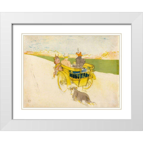 Country Outing White Modern Wood Framed Art Print with Double Matting by Toulouse-Lautrec, Henri de