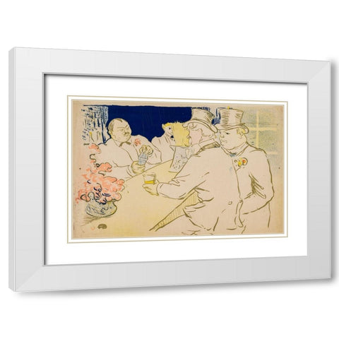 The Irish and American Bar, Rue Royale White Modern Wood Framed Art Print with Double Matting by Toulouse-Lautrec, Henri de