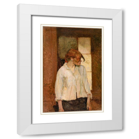 A Montrouge Rosa La Rouge White Modern Wood Framed Art Print with Double Matting by Toulouse-Lautrec, Henri de
