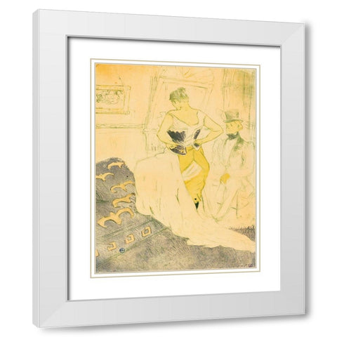 Woman in Corset White Modern Wood Framed Art Print with Double Matting by Toulouse-Lautrec, Henri de