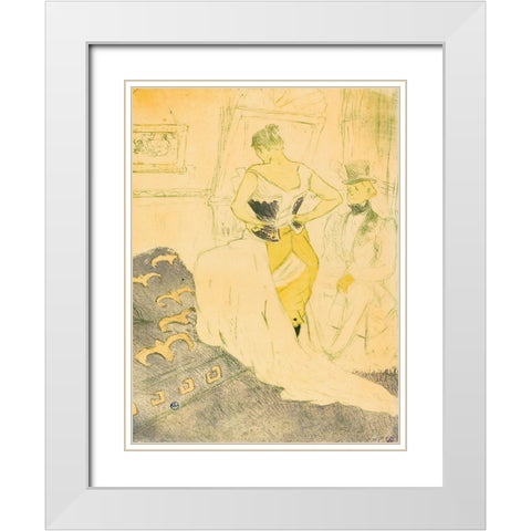 Woman in Corset White Modern Wood Framed Art Print with Double Matting by Toulouse-Lautrec, Henri de