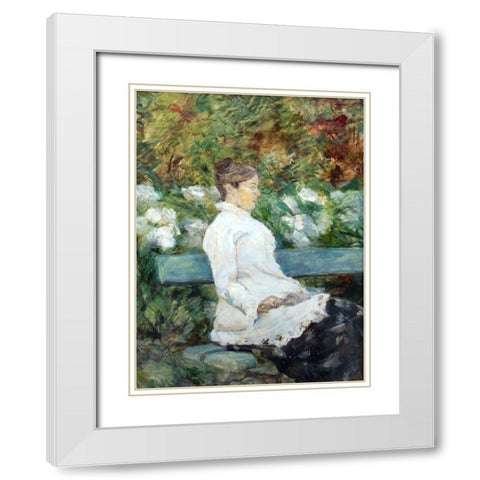 Madam Countess Adele de Toulouse-Lautrec in the Garden of Malrome White Modern Wood Framed Art Print with Double Matting by Toulouse-Lautrec, Henri de