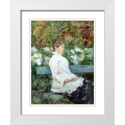 Madam Countess Adele de Toulouse-Lautrec in the Garden of Malrome White Modern Wood Framed Art Print with Double Matting by Toulouse-Lautrec, Henri de
