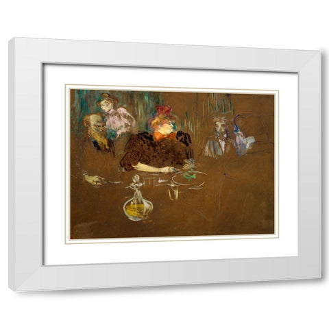 At the Table of Monsieur and Madame Natanson White Modern Wood Framed Art Print with Double Matting by Toulouse-Lautrec, Henri de