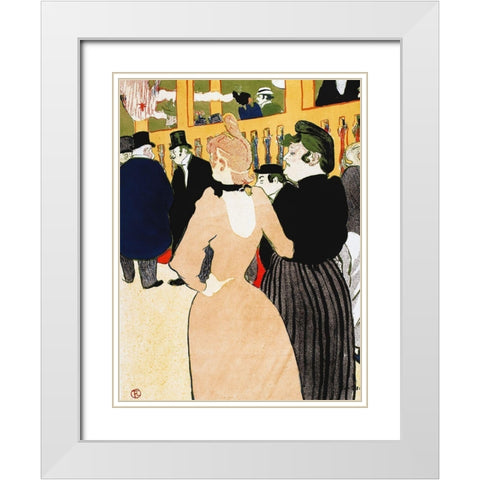 Au Moulin Rouge, la Goulue et sa soeur White Modern Wood Framed Art Print with Double Matting by Toulouse-Lautrec, Henri de
