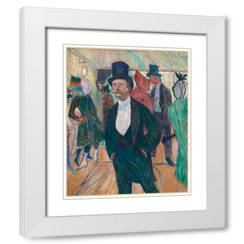 Monsieur Fourcade White Modern Wood Framed Art Print with Double Matting by Toulouse-Lautrec, Henri de