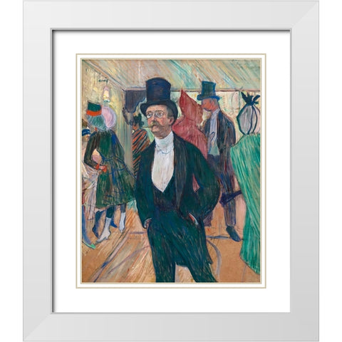 Monsieur Fourcade White Modern Wood Framed Art Print with Double Matting by Toulouse-Lautrec, Henri de