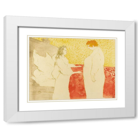 Woman in Bed, ProfileÂ  White Modern Wood Framed Art Print with Double Matting by Toulouse-Lautrec, Henri de