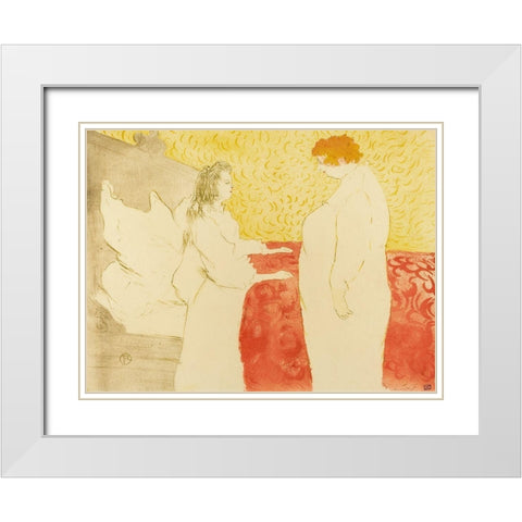Woman in Bed, ProfileÂ  White Modern Wood Framed Art Print with Double Matting by Toulouse-Lautrec, Henri de