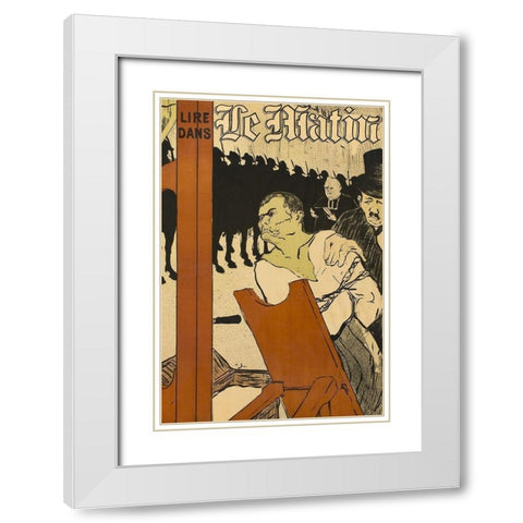At the Foot of the Scaffold White Modern Wood Framed Art Print with Double Matting by Toulouse-Lautrec, Henri de