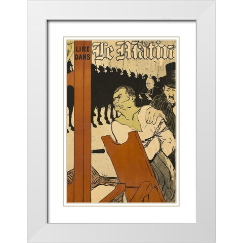 At the Foot of the Scaffold White Modern Wood Framed Art Print with Double Matting by Toulouse-Lautrec, Henri de