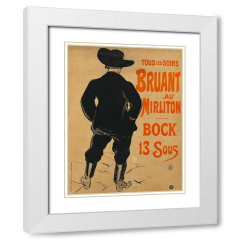 Aristide Bruant White Modern Wood Framed Art Print with Double Matting by Toulouse-Lautrec, Henri de