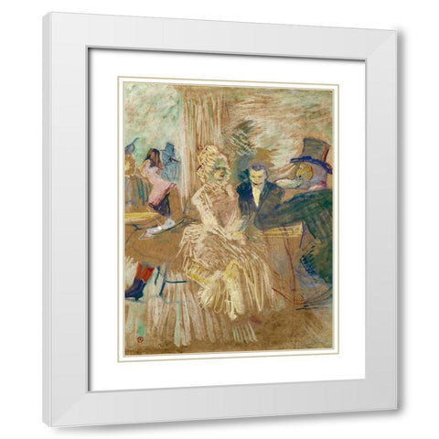 The Masked Ball at Elysee Montmartre White Modern Wood Framed Art Print with Double Matting by Toulouse-Lautrec, Henri de