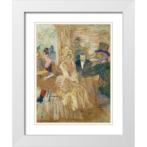 The Masked Ball at Elysee Montmartre White Modern Wood Framed Art Print with Double Matting by Toulouse-Lautrec, Henri de