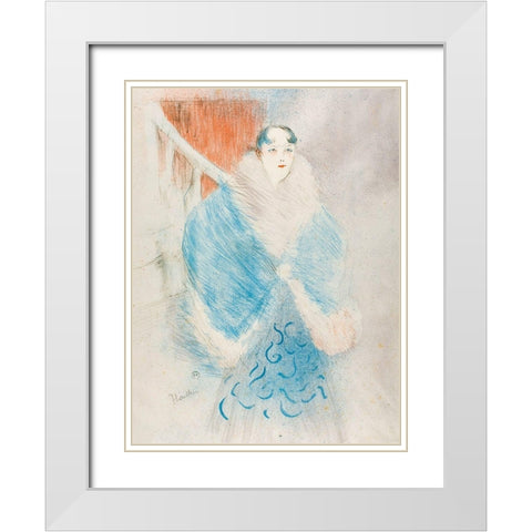 Elsa, called The Viennese White Modern Wood Framed Art Print with Double Matting by Toulouse-Lautrec, Henri de