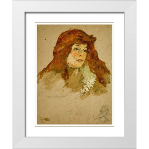 Mme Lili Grenier White Modern Wood Framed Art Print with Double Matting by Toulouse-Lautrec, Henri de