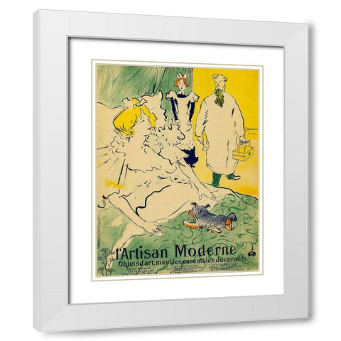 Lâ€™Artisan Moderne White Modern Wood Framed Art Print with Double Matting by Toulouse-Lautrec, Henri de