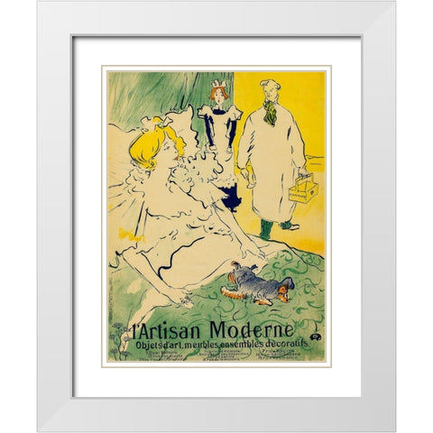 Lâ€™Artisan Moderne White Modern Wood Framed Art Print with Double Matting by Toulouse-Lautrec, Henri de