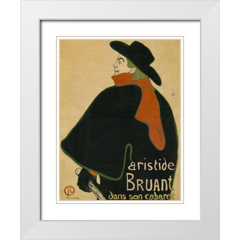Aristide Bruant, in His Cabaret White Modern Wood Framed Art Print with Double Matting by Toulouse-Lautrec, Henri de