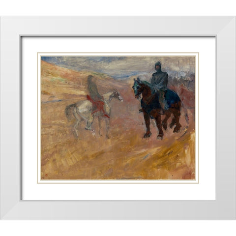 Two Knights in Armor White Modern Wood Framed Art Print with Double Matting by Toulouse-Lautrec, Henri de