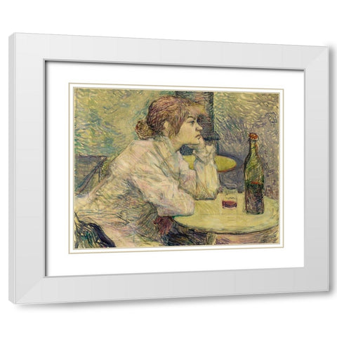 The Hangover, Suzanne Valadon White Modern Wood Framed Art Print with Double Matting by Toulouse-Lautrec, Henri de