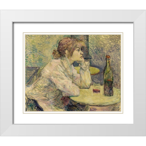 The Hangover, Suzanne Valadon White Modern Wood Framed Art Print with Double Matting by Toulouse-Lautrec, Henri de