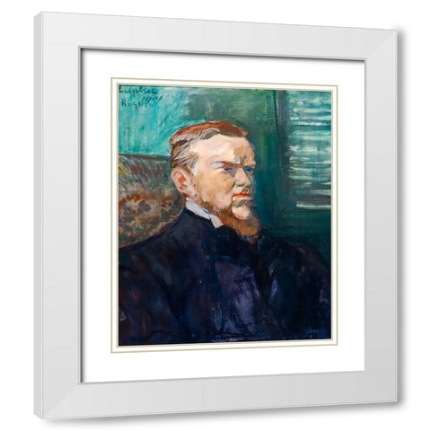 Portrait of Octave Raquin White Modern Wood Framed Art Print with Double Matting by Toulouse-Lautrec, Henri de