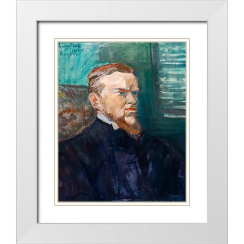 Portrait of Octave Raquin White Modern Wood Framed Art Print with Double Matting by Toulouse-Lautrec, Henri de
