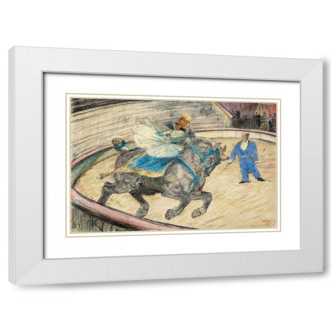 At the Circus Work in the Ring White Modern Wood Framed Art Print with Double Matting by Toulouse-Lautrec, Henri de