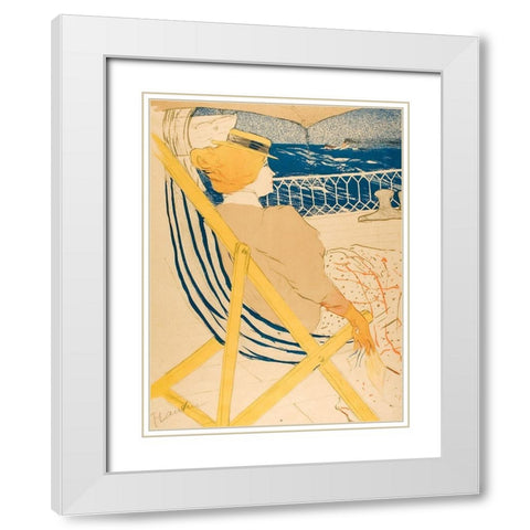 The Passenger in Cabin 54 White Modern Wood Framed Art Print with Double Matting by Toulouse-Lautrec, Henri de