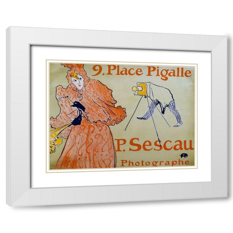 The Photographer Sescau White Modern Wood Framed Art Print with Double Matting by Toulouse-Lautrec, Henri de