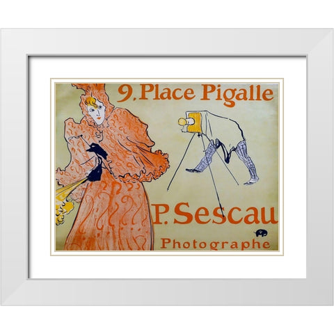 The Photographer Sescau White Modern Wood Framed Art Print with Double Matting by Toulouse-Lautrec, Henri de
