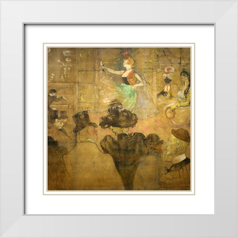 La Danza Moresca White Modern Wood Framed Art Print with Double Matting by Toulouse-Lautrec, Henri de