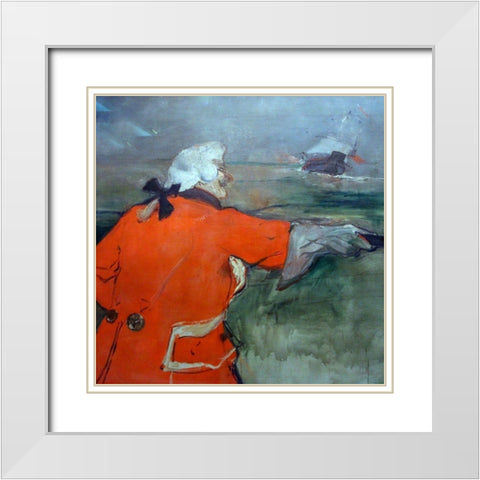 Paul Viaud in an 18th Century Admiral Costume White Modern Wood Framed Art Print with Double Matting by Toulouse-Lautrec, Henri de