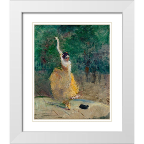 Spanish Dancer White Modern Wood Framed Art Print with Double Matting by Toulouse-Lautrec, Henri de