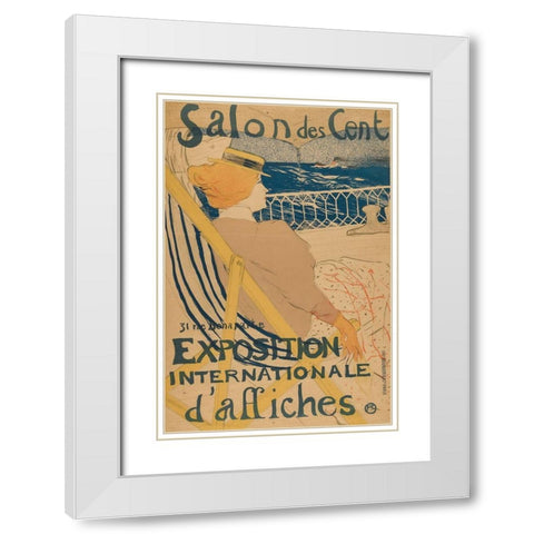 Salon des Cent: Exposition Internationale daffiches White Modern Wood Framed Art Print with Double Matting by Toulouse-Lautrec, Henri de