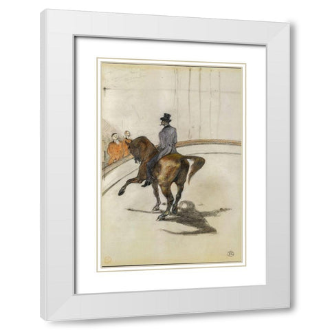 At the Circus: The Spanish Walk White Modern Wood Framed Art Print with Double Matting by Toulouse-Lautrec, Henri de