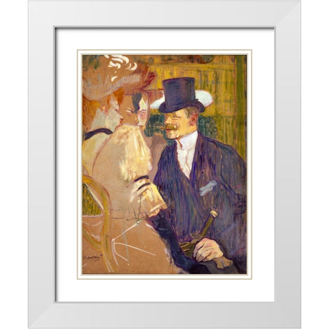 The Englishman at the Moulin Rouge White Modern Wood Framed Art Print with Double Matting by Toulouse-Lautrec, Henri de