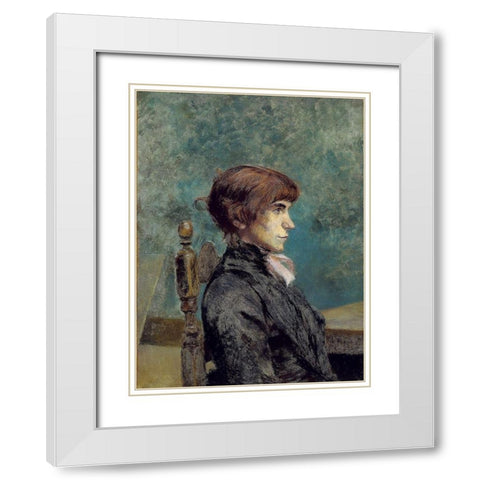 Portrait of Jeanne Wenz White Modern Wood Framed Art Print with Double Matting by Toulouse-Lautrec, Henri de