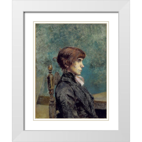 Portrait of Jeanne Wenz White Modern Wood Framed Art Print with Double Matting by Toulouse-Lautrec, Henri de