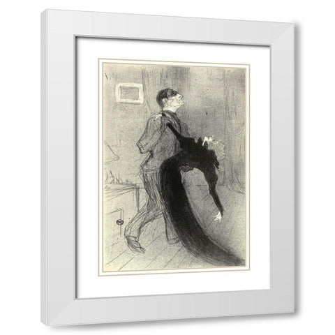 The Fainting Fit White Modern Wood Framed Art Print with Double Matting by Toulouse-Lautrec, Henri de