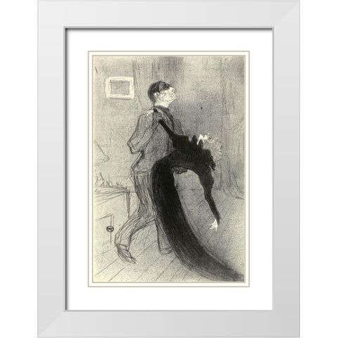 The Fainting Fit White Modern Wood Framed Art Print with Double Matting by Toulouse-Lautrec, Henri de