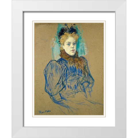 May Milton 1895 White Modern Wood Framed Art Print with Double Matting by Toulouse-Lautrec, Henri de