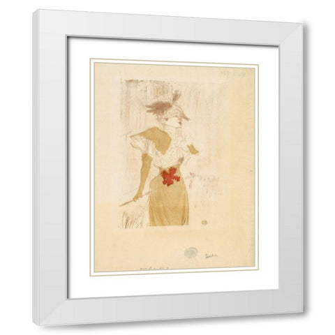 Mademoiselle Marcelle Lender, Standing White Modern Wood Framed Art Print with Double Matting by Toulouse-Lautrec, Henri de