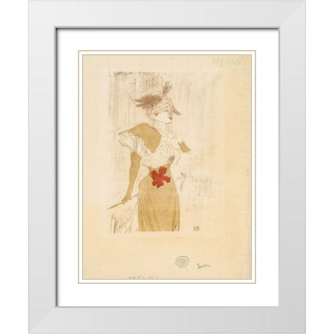 Mademoiselle Marcelle Lender, Standing White Modern Wood Framed Art Print with Double Matting by Toulouse-Lautrec, Henri de