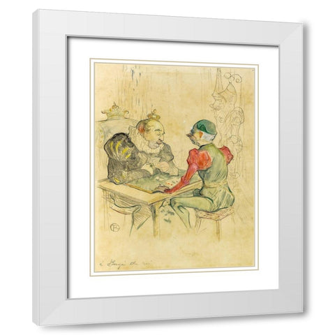 Le bezigue White Modern Wood Framed Art Print with Double Matting by Toulouse-Lautrec, Henri de