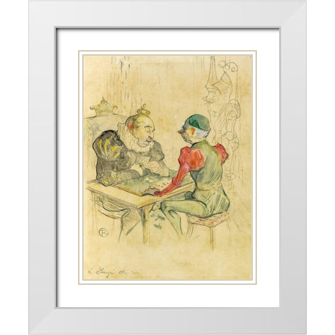 Le bezigue White Modern Wood Framed Art Print with Double Matting by Toulouse-Lautrec, Henri de