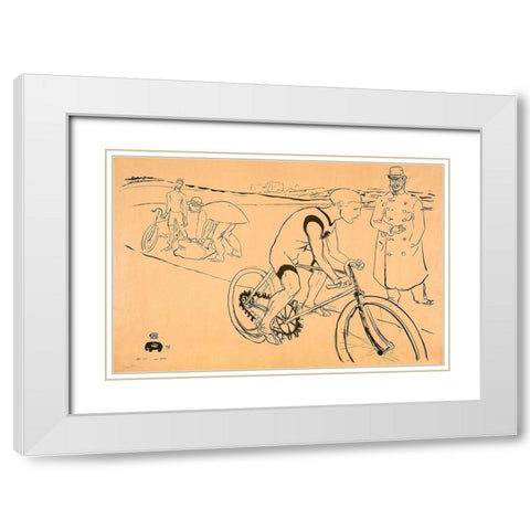 Cycle Michael White Modern Wood Framed Art Print with Double Matting by Toulouse-Lautrec, Henri de