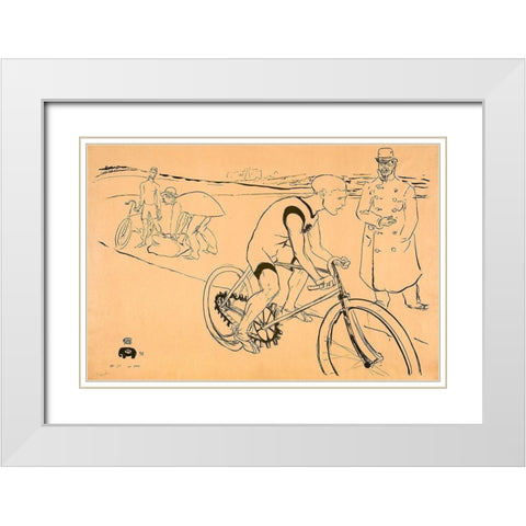 Cycle Michael White Modern Wood Framed Art Print with Double Matting by Toulouse-Lautrec, Henri de